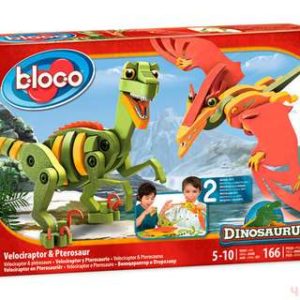 Динозавры: Велоцераптор и Птерозавр' 3D конструктор BLOCO для детей.