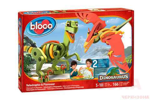 Динозавры: Велоцераптор и Птерозавр' 3D конструктор BLOCO для детей.