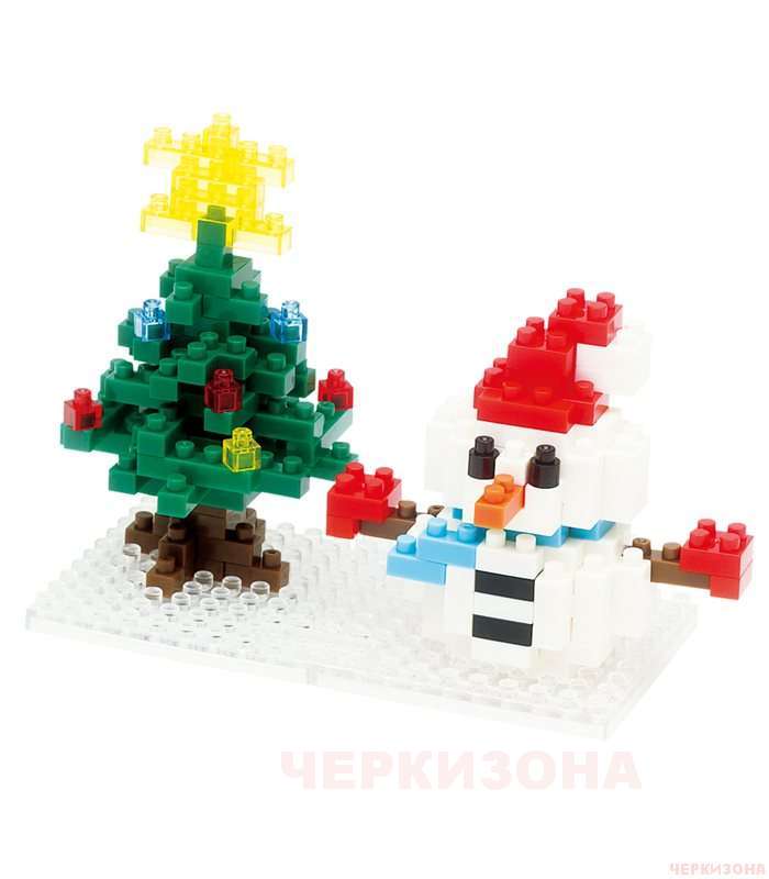 Мини-конструктор NanoBlock - Снеговик и Ёлка